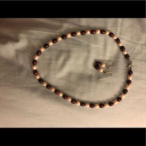 Handmade jewelry- burgundy & off white